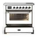 ILVE Majestic III 36-Inch Induction Range with 6 Induction Elements and Triple Glass Door Electric Oven in White with Burnished Trim (UMIB36NR3WHB)