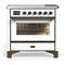 ILVE Majestic III 36-Inch Induction Range with 6 Induction Elements and Triple Glass Door Electric Oven in White with Burnished Trim (UMIB36NR3WHB)
