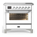 ILVE Majestic III 36-Inch Induction Range with 6 Induction Elements and Triple Glass Door Electric Oven in White with Chrome Trim (UMIB36NR3WHC)