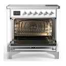 ILVE Majestic III 36-Inch Induction Range with 6 Induction Elements and Triple Glass Door Electric Oven in White with Chrome Trim (UMIB36NR3WHC)