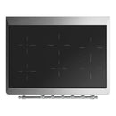 ILVE Majestic III 36-Inch Induction Range with 6 Induction Elements and Triple Glass Door Electric Oven in White with Chrome Trim (UMIB36NR3WHC)