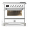 ILVE Majestic III 36-Inch Induction Range with 6 Induction Elements and Triple Glass Door Electric Oven in White with Chrome Trim (UMIB36NR3WHC)