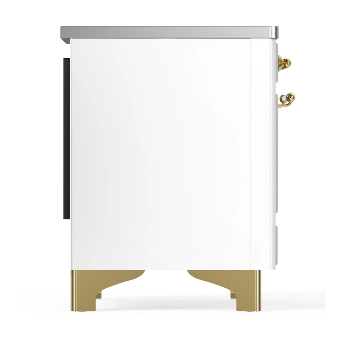 White range side panel with brass feet and handle hardware