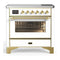 ILVE Majestic III 36-Inch Induction Range with 6 Induction Elements and Triple Glass Door Electric Oven in White with Brass Trim (UMIB36NR3WHG)