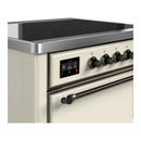 ILVE Majestic III 36-Inch Induction Range with 6 Induction Elements and Solid Door Electric Oven in Antique White with Burnished Trim (UMIB36QNR3AWB)
