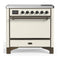 ILVE Majestic III 36-Inch Induction Range with 6 Induction Elements and Solid Door Electric Oven in Antique White with Burnished Trim (UMIB36QNR3AWB)