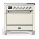 ILVE Majestic III 36-Inch Induction Range with 6 Induction Elements and Solid Door Electric Oven in Antique White with Chrome Trim (UMIB36QNR3AWC)