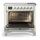 ILVE Majestic III 36-Inch Induction Range with 6 Induction Elements and Solid Door Electric Oven in Antique White with Chrome Trim (UMIB36QNR3AWC)