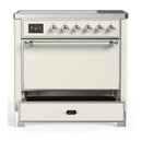 ILVE Majestic III 36-Inch Induction Range with 6 Induction Elements and Solid Door Electric Oven in Antique White with Chrome Trim (UMIB36QNR3AWC)