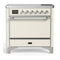 ILVE Majestic III 36-Inch Induction Range with 6 Induction Elements and Solid Door Electric Oven in Antique White with Chrome Trim (UMIB36QNR3AWC)
