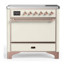 ILVE Majestic III 36-Inch Induction Range with 6 Induction Elements and Solid Door Electric Oven in Antique White with Copper Trim (UMIB36QNR3AWP)