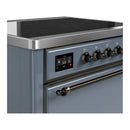 ILVE Majestic III 36-Inch Induction Range with 6 Induction Elements and Solid Door Electric Oven in Blue Grey with Burnished Trim (UMIB36QNR3BGB)