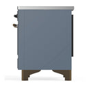 ILVE Majestic III 36-Inch Induction Range with 6 Induction Elements and Solid Door Electric Oven in Blue Grey with Burnished Trim (UMIB36QNR3BGB)