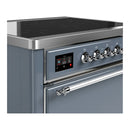 ILVE Majestic III 36-Inch Induction Range with 6 Induction Elements and Solid Door Electric Oven in Blue Grey with Chrome Trim (UMIB36QNR3BGC)
