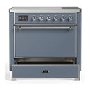 ILVE Majestic III 36-Inch Induction Range with 6 Induction Elements and Solid Door Electric Oven in Blue Grey with Chrome Trim (UMIB36QNR3BGC)
