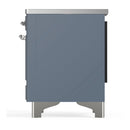 ILVE Majestic III 36-Inch Induction Range with 6 Induction Elements and Solid Door Electric Oven in Blue Grey with Chrome Trim (UMIB36QNR3BGC)
