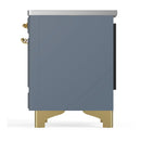 ILVE Majestic III 36-Inch Induction Range with 6 Induction Elements and Solid Door Electric Oven in Blue Grey with Brass Trim (UMIB36QNR3BGG)