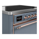 ILVE Majestic III 36-Inch Induction Range with 6 Induction Elements and Solid Door Electric Oven in Blue Grey with Copper Trim (UMIB36QNR3BGP)