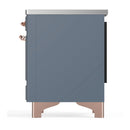 ILVE Majestic III 36-Inch Induction Range with 6 Induction Elements and Solid Door Electric Oven in Blue Grey with Copper Trim (UMIB36QNR3BGP)