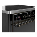 ILVE Majestic III 36-Inch Induction Range with 6 Induction Elements and Solid Door Electric Oven in Glossy Black with Burnished Trim (UMIB36QNR3BKB)