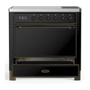 ILVE Majestic III 36-Inch Induction Range with 6 Induction Elements and Solid Door Electric Oven in Glossy Black with Burnished Trim (UMIB36QNR3BKB)