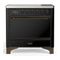 ILVE Majestic III 36-Inch Induction Range with 6 Induction Elements and Solid Door Electric Oven in Glossy Black with Burnished Trim (UMIB36QNR3BKB)