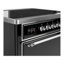 ILVE Majestic III 36-Inch Induction Range with 6 Induction Elements and Solid Door Electric Oven in Glossy Black with Chrome Trim (UMIB36QNR3BKC)
