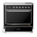 ILVE Majestic III 36-Inch Induction Range with 6 Induction Elements and Solid Door Electric Oven in Glossy Black with Chrome Trim (UMIB36QNR3BKC)