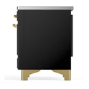 ILVE Majestic III 36-Inch Induction Range with 6 Induction Elements and Solid Door Electric Oven in Glossy Black with Brass Trim (UMIB36QNR3BKG)