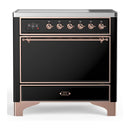 ILVE Majestic III 36-Inch Induction Range with 6 Induction Elements and Solid Door Electric Oven in Glossy Black with Copper Trim (UMIB36QNR3BKP)