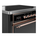 ILVE Majestic III 36-Inch Induction Range with 6 Induction Elements and Solid Door Electric Oven in Glossy Black with Copper Trim (UMIB36QNR3BKP)