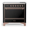 ILVE Majestic III 36-Inch Induction Range with 6 Induction Elements and Solid Door Electric Oven in Glossy Black with Copper Trim (UMIB36QNR3BKP)