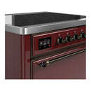 ILVE Majestic III 36-Inch Induction Range with 6 Induction Elements and Solid Door Electric Oven in Burgundy with Burnished Trim (UMIB36QNR3BUB)