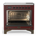 ILVE Majestic III 36-Inch Induction Range with 6 Induction Elements and Solid Door Electric Oven in Burgundy with Burnished Trim (UMIB36QNR3BUB)