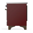 ILVE Majestic III 36-Inch Induction Range with 6 Induction Elements and Solid Door Electric Oven in Burgundy with Burnished Trim (UMIB36QNR3BUB)