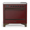 ILVE Majestic III 36-Inch Induction Range with 6 Induction Elements and Solid Door Electric Oven in Burgundy with Burnished Trim (UMIB36QNR3BUB)
