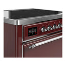 ILVE Majestic III 36-Inch Induction Range with 6 Induction Elements and Solid Door Electric Oven in Burgundy with Chrome Trim (UMIB36QNR3BUC)
