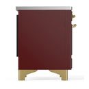 ILVE Majestic III 36-Inch Induction Range with 6 Induction Elements and Solid Door Electric Oven in Burgundy with Brass Trim (UMIB36QNR3BUG)