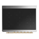ILVE Majestic III 36-Inch Induction Range with 6 Induction Elements and Solid Door Electric Oven in Burgundy with Brass Trim (UMIB36QNR3BUG)