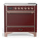 ILVE Majestic III 36-Inch Induction Range with 6 Induction Elements and Solid Door Electric Oven in Burgundy with Copper Trim (UMIB36QNR3BUP)