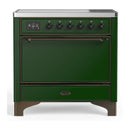 ILVE Majestic III 36-Inch Induction Range with 6 Induction Elements and Solid Door Electric Oven in Emerald Green with Burnished Trim (UMIB36QNR3EGB)