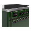 ILVE Majestic III 36-Inch Induction Range with 6 Induction Elements and Solid Door Electric Oven in Emerald Green with Burnished Trim (UMIB36QNR3EGB)