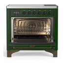ILVE Majestic III 36-Inch Induction Range with 6 Induction Elements and Solid Door Electric Oven in Emerald Green with Burnished Trim (UMIB36QNR3EGB)