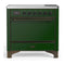 ILVE Majestic III 36-Inch Induction Range with 6 Induction Elements and Solid Door Electric Oven in Emerald Green with Burnished Trim (UMIB36QNR3EGB)