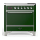 ILVE Majestic III 36-Inch Induction Range with 6 Induction Elements and Solid Door Electric Oven in Emerald Green with Chrome Trim (UMIB36QNR3EGC)