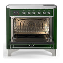 ILVE Majestic III 36-Inch Induction Range with 6 Induction Elements and Solid Door Electric Oven in Emerald Green with Chrome Trim (UMIB36QNR3EGC)