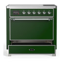 ILVE Majestic III 36-Inch Induction Range with 6 Induction Elements and Solid Door Electric Oven in Emerald Green with Chrome Trim (UMIB36QNR3EGC)