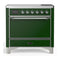 ILVE Majestic III 36-Inch Induction Range with 6 Induction Elements and Solid Door Electric Oven in Emerald Green with Chrome Trim (UMIB36QNR3EGC)