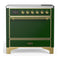 ILVE Majestic III 36-Inch Induction Range with 6 Induction Elements and Solid Door Electric Oven in Emerald Green with Brass Trim (UMIB36QNR3EGG)