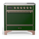 ILVE Majestic III 36-Inch Induction Range with 6 Induction Elements and Solid Door Electric Oven in Emerald Green with Copper Trim (UMIB36QNR3EGP)